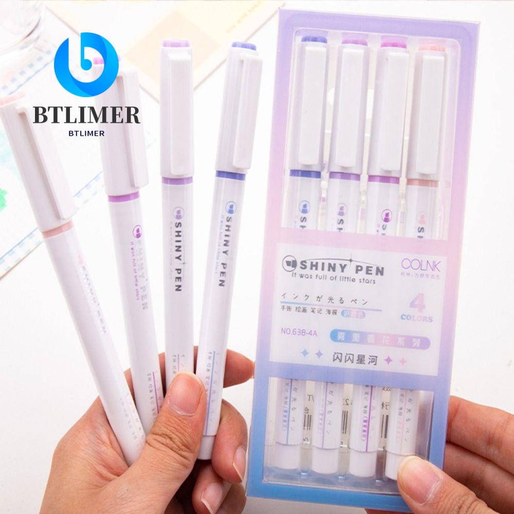 BTLIMER Bộ 4 Thỏi Kem Bắt Sáng Màu Sắc Lấp Lánh 1-4mm