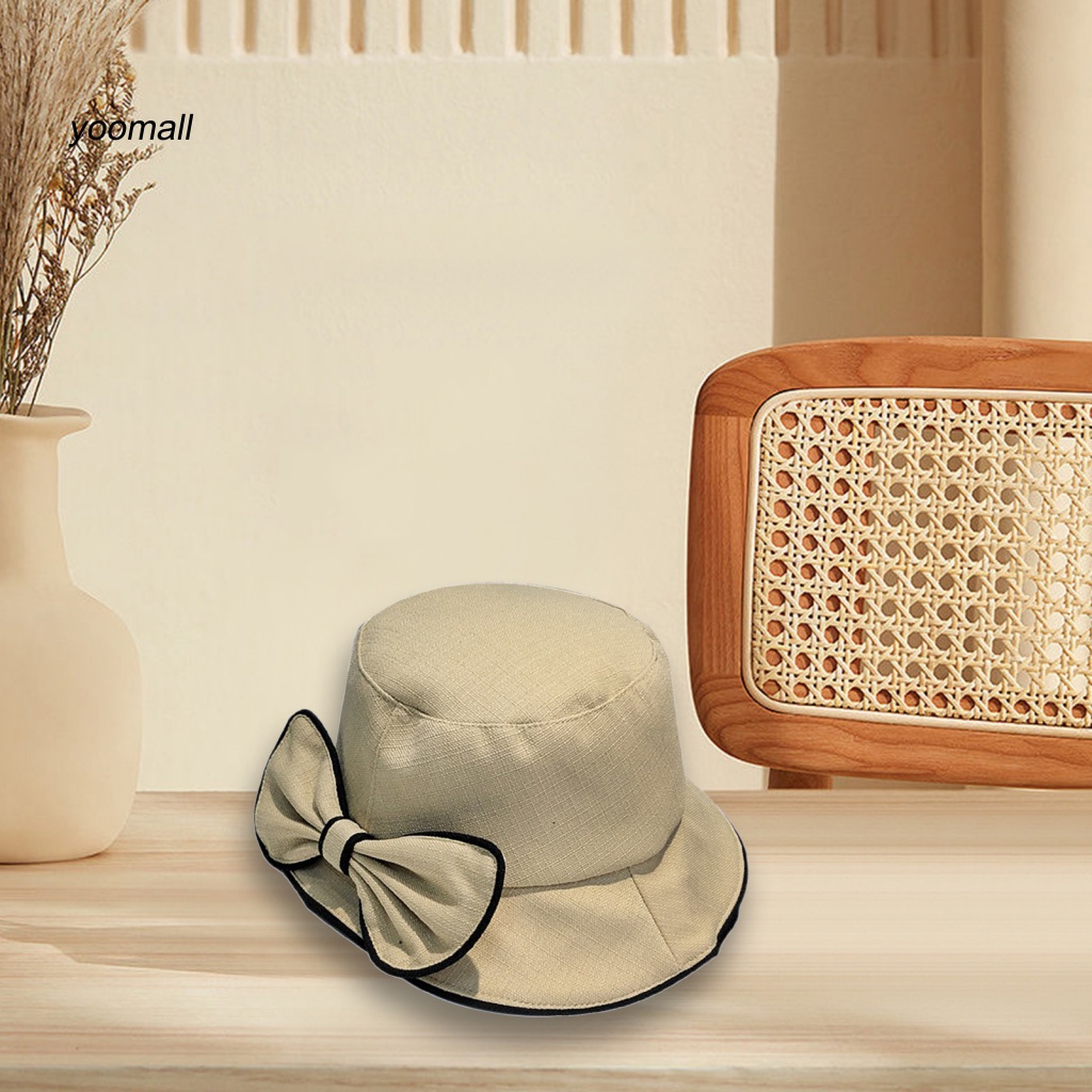 Mũ Tai Bèo Mềm Mại Thoáng Khí Đính Nơ Màu Tương Phản Trang Trí
