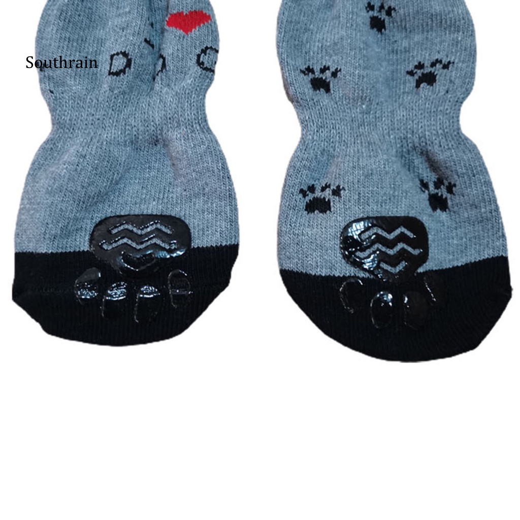 Bộ 4 Đôi Vớ Bằng Cotton Mềm Mại Thoải Mái In Họa Tiết Dấu Chân Thú Cưng