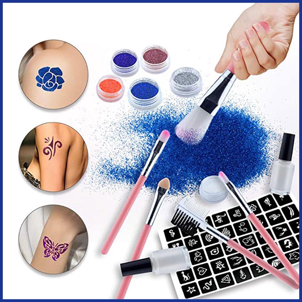 Bộ Phấn Kim Tuyến Lấp Lánh Dùng Trang Điểm Cơ Thể Đa Năng Tiện Dụng