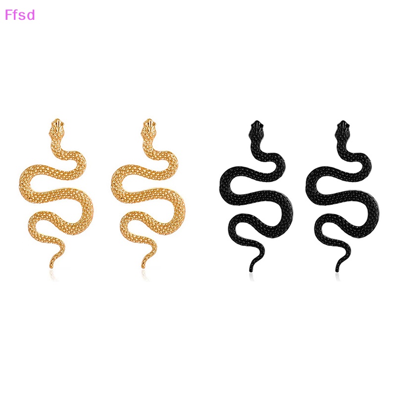 1 Đôi Khuyên Tai Kim Loại Hình Rắn Phong Cách Punk Thời Trang Cho Nữ