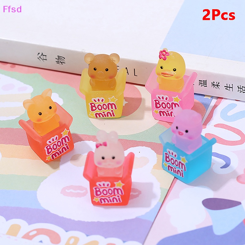 {Ffsd} Bộ 2 Sản Phẩm Trang Trí Sân Vườn Hình Động Vật Hoạt Hình Ba Chiều Bằng Nhựa Resin Dễ Thương Sáng Tạo