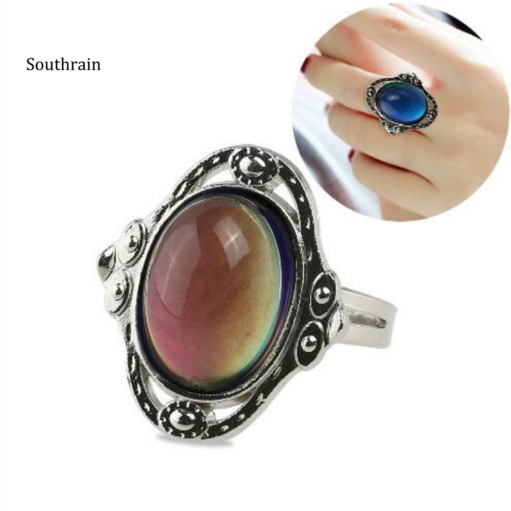 Nhẫn Unisex Thay Đổi Màu Sắc Theo Tâm Trạng Cổ Điển Có Thể Điều Chỉnh Nhiệt Độ