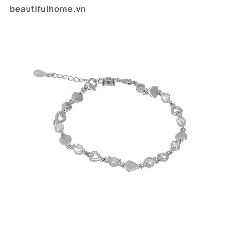[beautifulhome] Vòng Tay Đính Đá Zircon Hình Trái Tim Lấp Lánh Thanh Lịch Thời Trang Hàn Quốc Dành Cho Nữ [beauty]