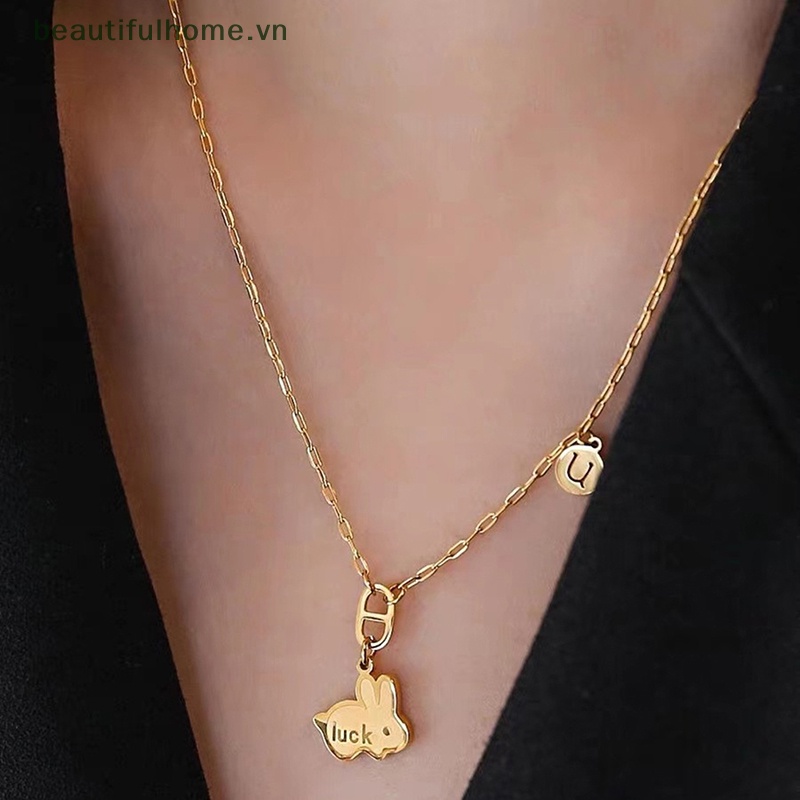 [beautifulhome] Vòng Cổ Choker Mặt Thỏ May Mắn Hoạt Hình Màu Vàng Kim Thời Trang Dành Cho Nữ [beauty]