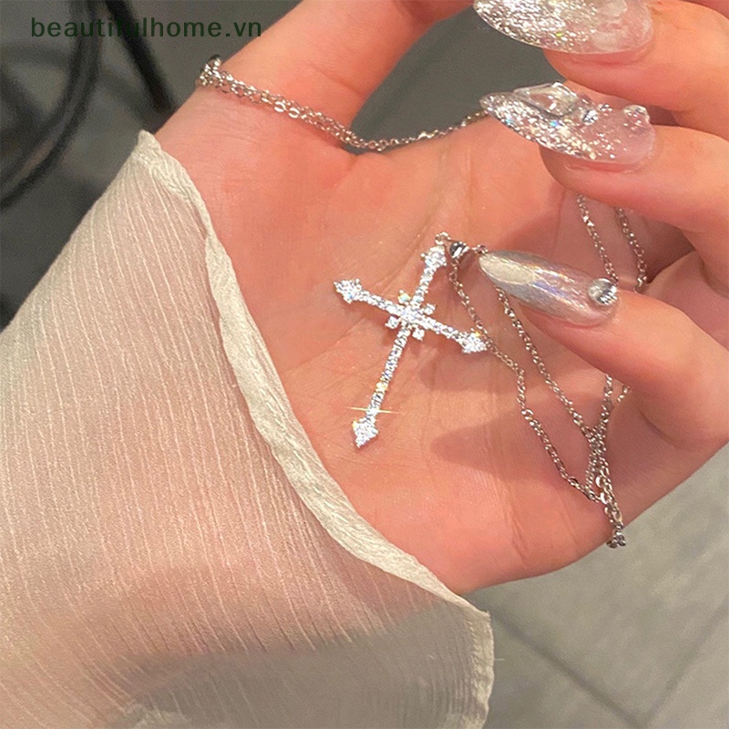 Vòng cổ Mặt Chữ Thập Đính Đá Zircon Màu Sắc Thời Trang Cho Nữ