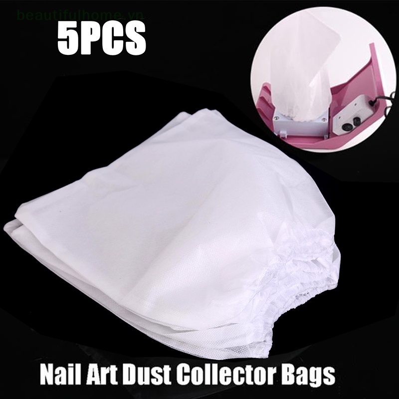 Set 5 Túi Hút Bụi Bằng Vải Không Dệt Màu Trắng Dành Cho Móng Tay Nghệ Thuật