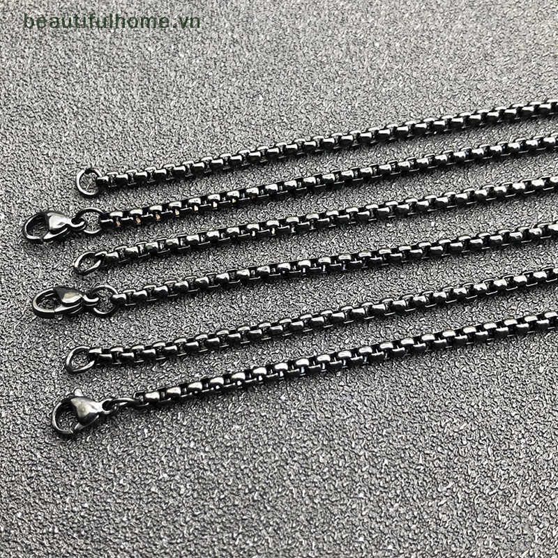 Vòng cổ 2MM Bằng Thép Không Gỉ DIY Màu Đen 45CM-55CM