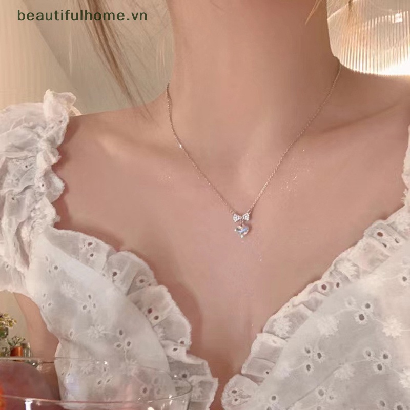 Vòng cổ Mặt Trái Tim Đính Đá Zircon Lấp Lánh Thời Trang Cho Nữ