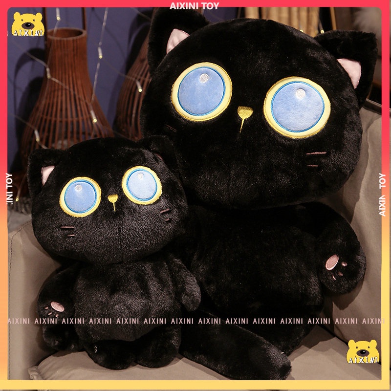 Móc Khóa Hình Mèo Đen Nhồi Bông 18cm Mềm Mại Đáng Yêu