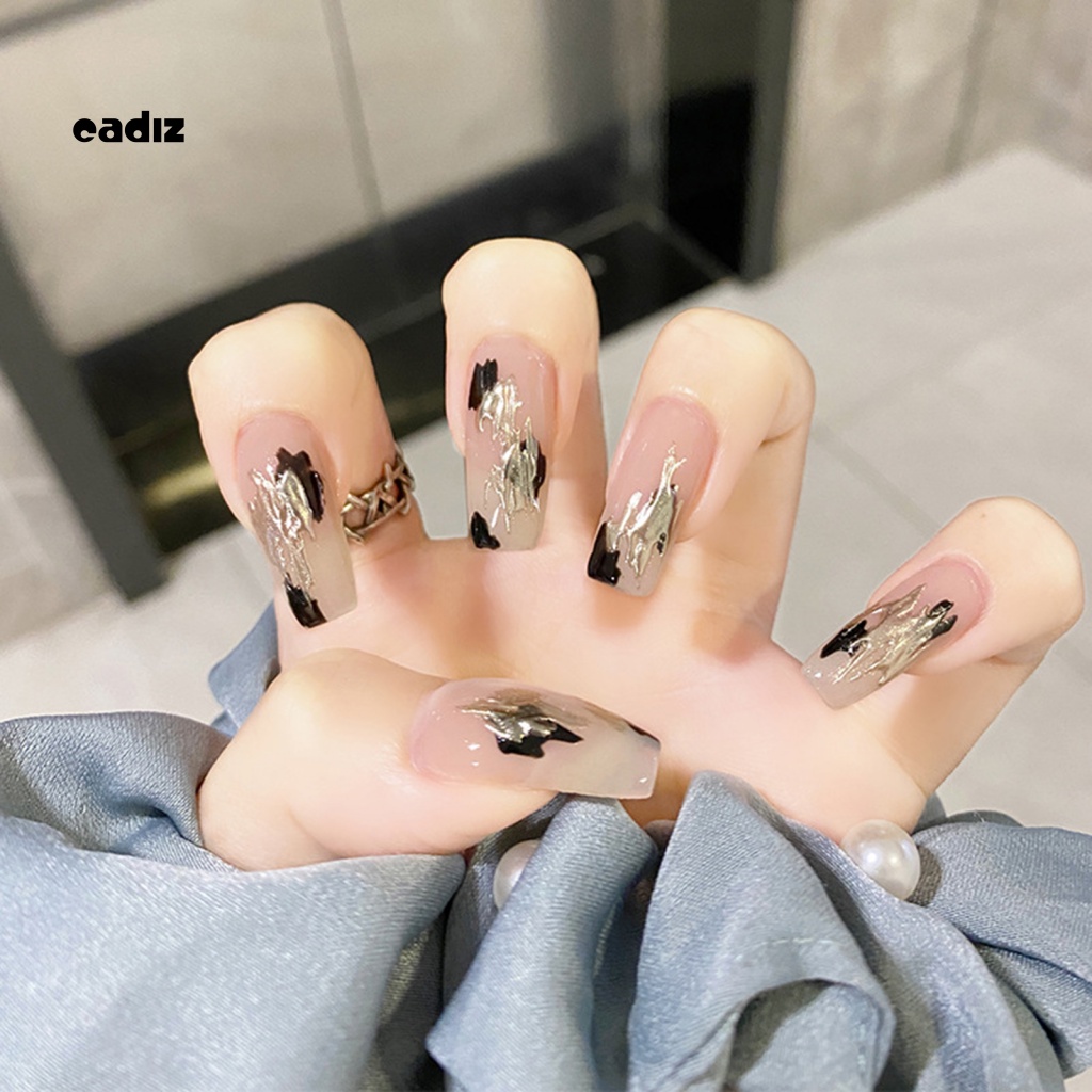 Bộ 24 Móng Tay Giả Dạng Nhấn Bằng Keo Dán Toàn Diện