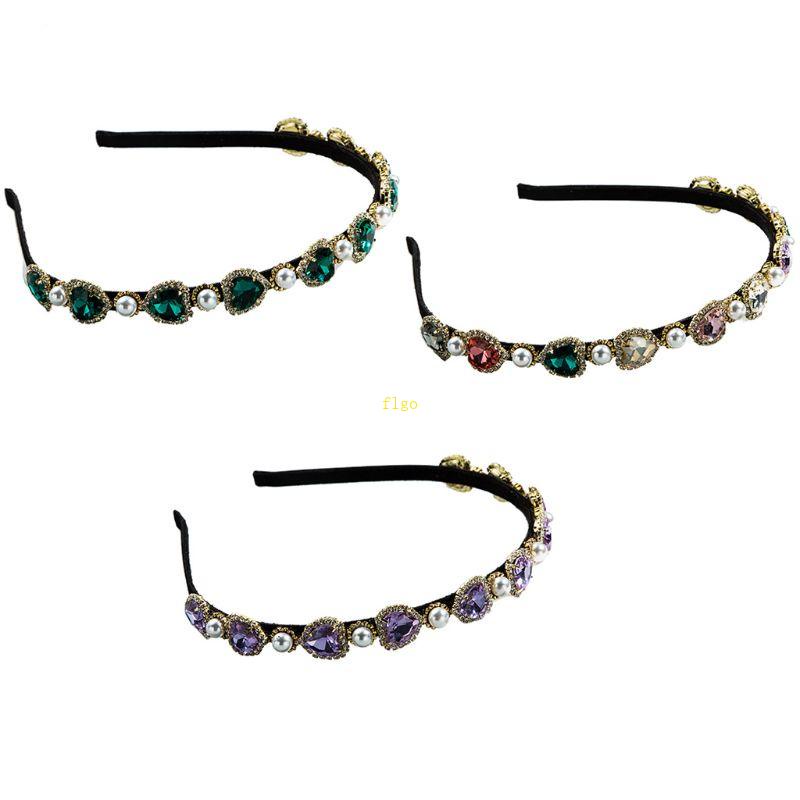 Cài Tóc Hợp Kim Đính Đá / Thủy Tinh / Ngọc Trai Hình Trái Tim Phong Cách Baroque Cổ Điển Cho Nữ