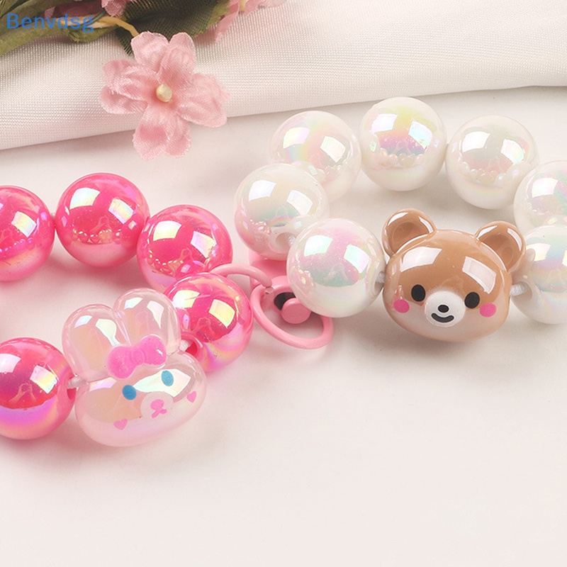 Benvdsg > Móc Chìa Khóa Xỏ Hạt Màu Trơn Hình Thỏ Gấu Hoạt Hình Dễ Thương Trang Trí Túi Xách