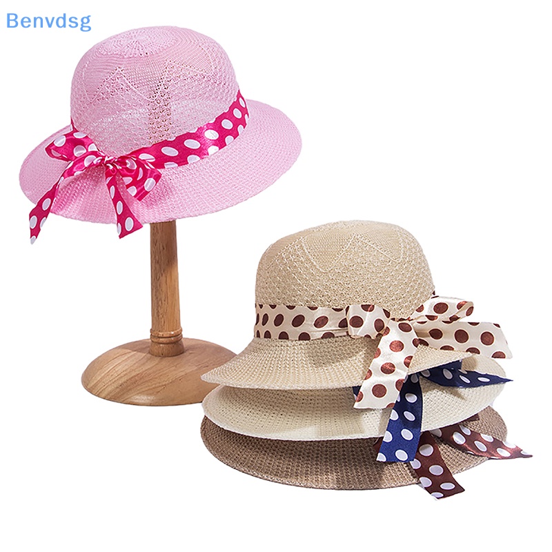 Benvdsg &gt; Mũ Rơm Đi Biển Khoét Rỗng In Họa Tiết Chấm Bi Phối Ruy Băng Retro Mùa Hè Cho Bé Gái Sơ Sinh well