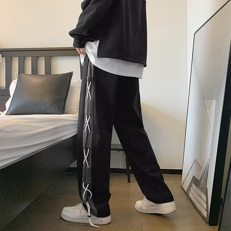 Quần Dài Ống Rộng Phối Màu Sắc Trẻ Trung Thời Trang Đường Phố Cho Nam