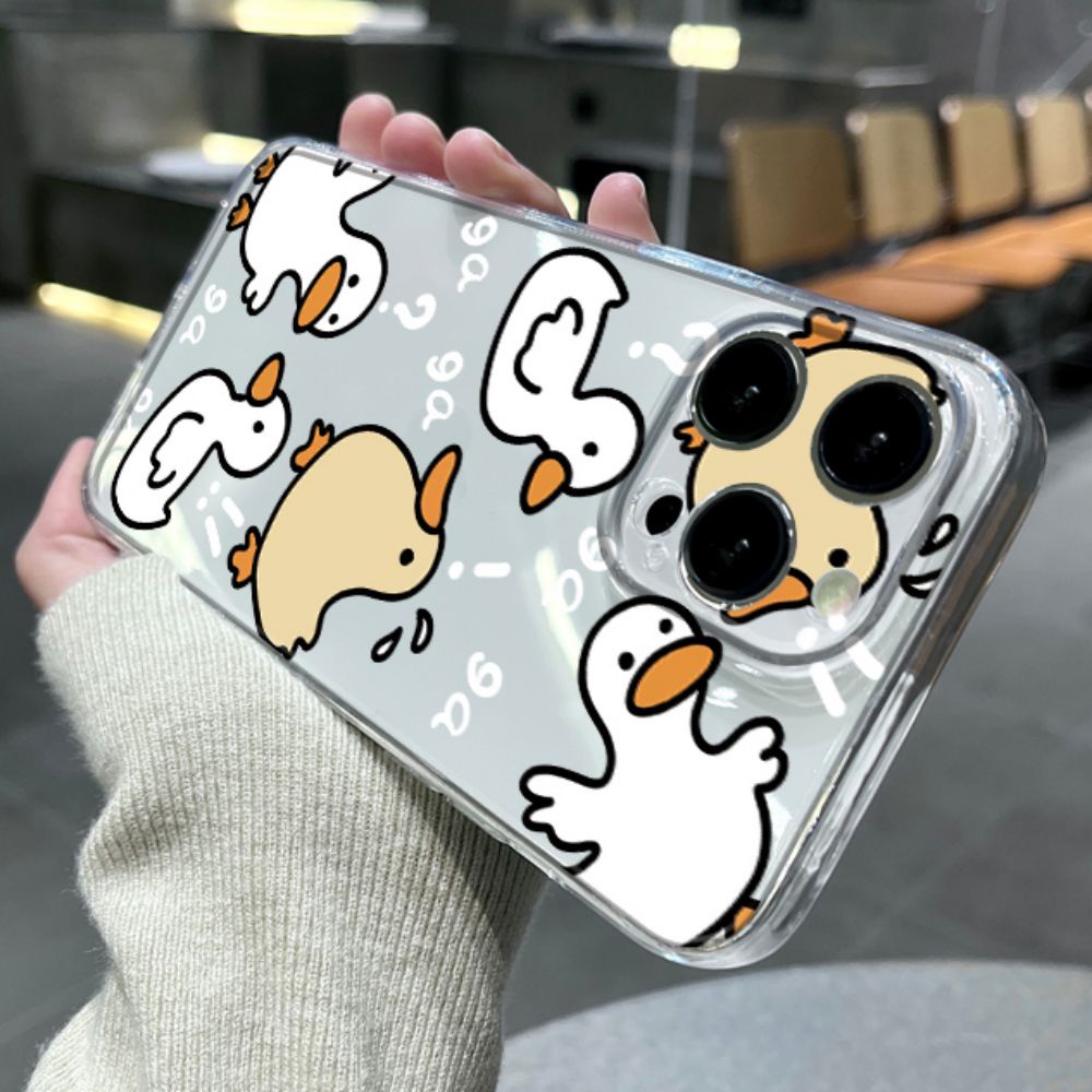 Ốp Điện Thoại TPU Mềm Chống Dấu Vân Tay In Hình Vịt Hoạt Hình Cho IPhone 11 14 13 12 Pro Max XS XR 7 8 Plus