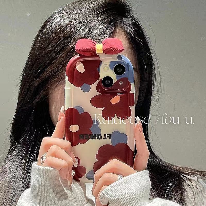 Ốp Điện Thoại Họa Tiết Hoa Đỏ Vintage Mừng Năm Mới Cho IPhone 12promax13 14 11xs XR 7 8plus
