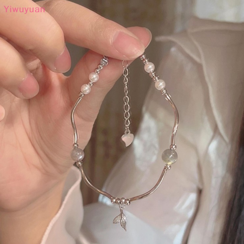 < Yiwuyuan > Vòng Đeo Tay Hình Đuôi Cá Đính Đá Mặt Trăng Nhẹ Nhàng Thiết Kế Mới Cho Nữ