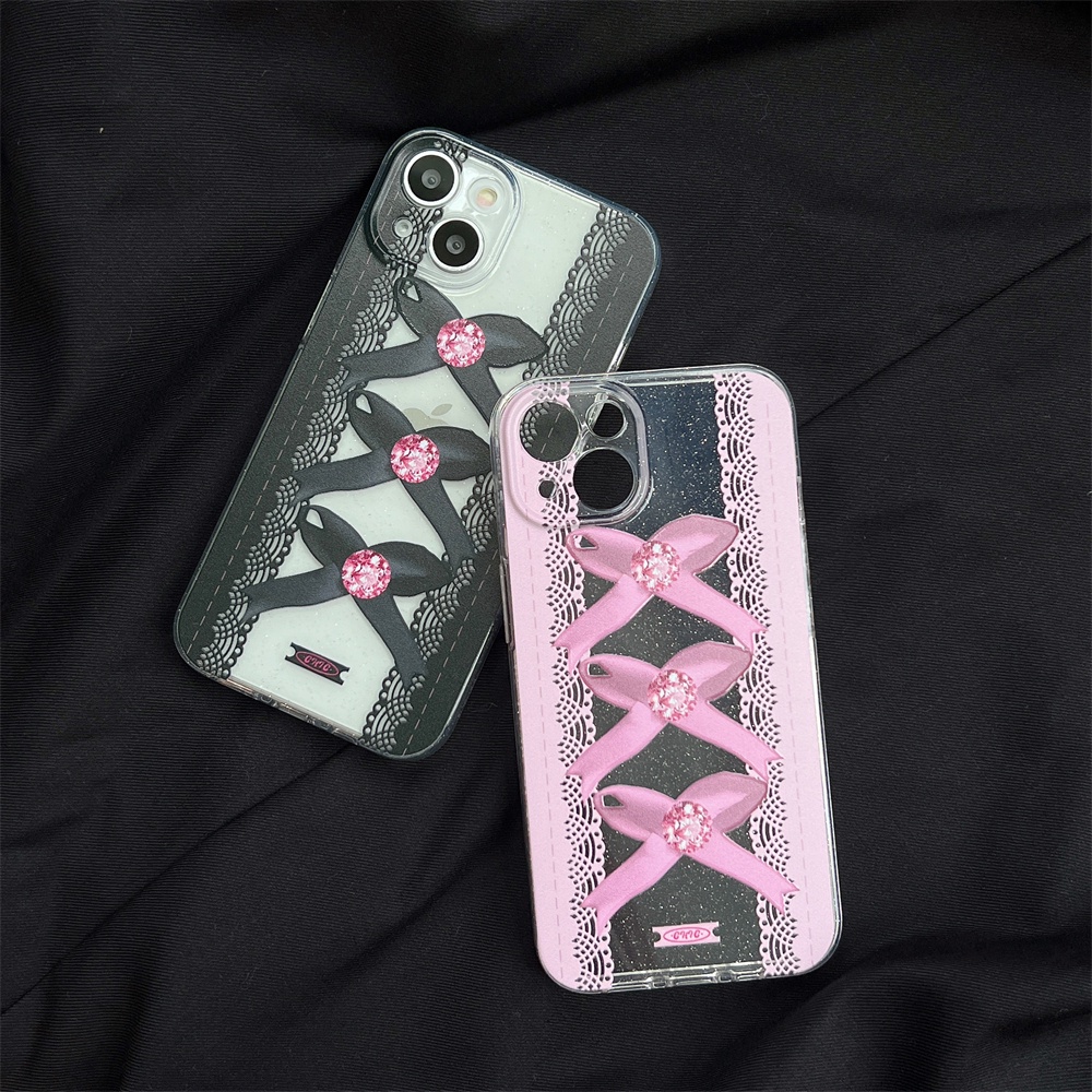 Ốp Điện Thoại TPU Dẻo Trong Suốt Họa Tiết Nơ Lấp Lánh Đơn Giản Chống Sốc Cho iPhone 11 13 12 14 Pro Max