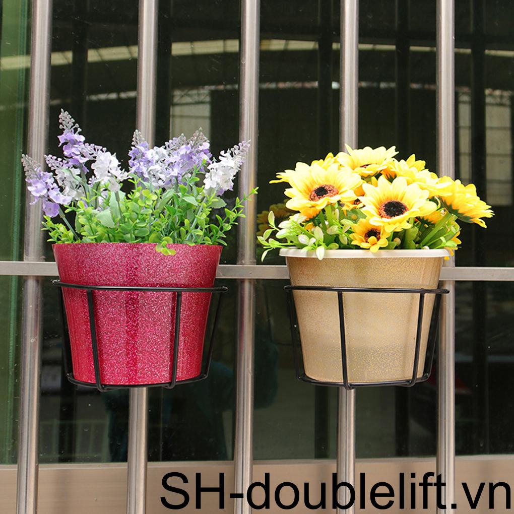 Bộ 5 Giá Đỡ Chậu Hoa Bằng Sắt Màu Đen Treo Ban Công / Trong Nhà / Ngoài Trời Kiểu Châu