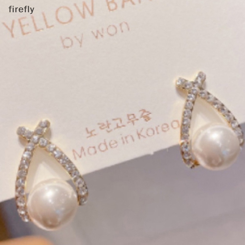 1 Đôi Bông Tai Ngọc Trai Giả Hình Chữ X Đính Kim Cương Giả Thời Trang Cho Nữ