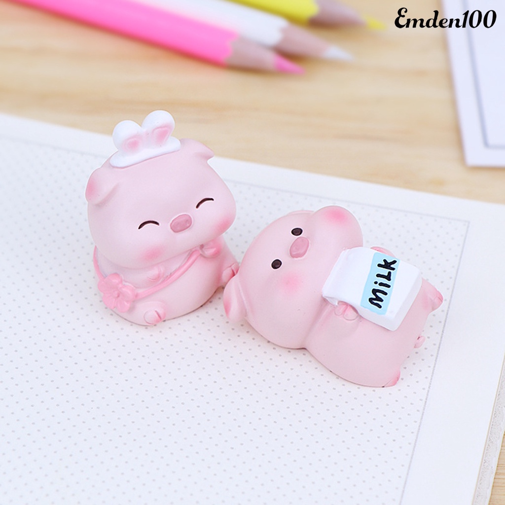 [EMDEN] Đồ trang trí Chú Heo Hoạt Hình Mini Đáng Yêu Thân Thiện Với Môi Trường Trang Trí Văn Phòng / Xe Hơi