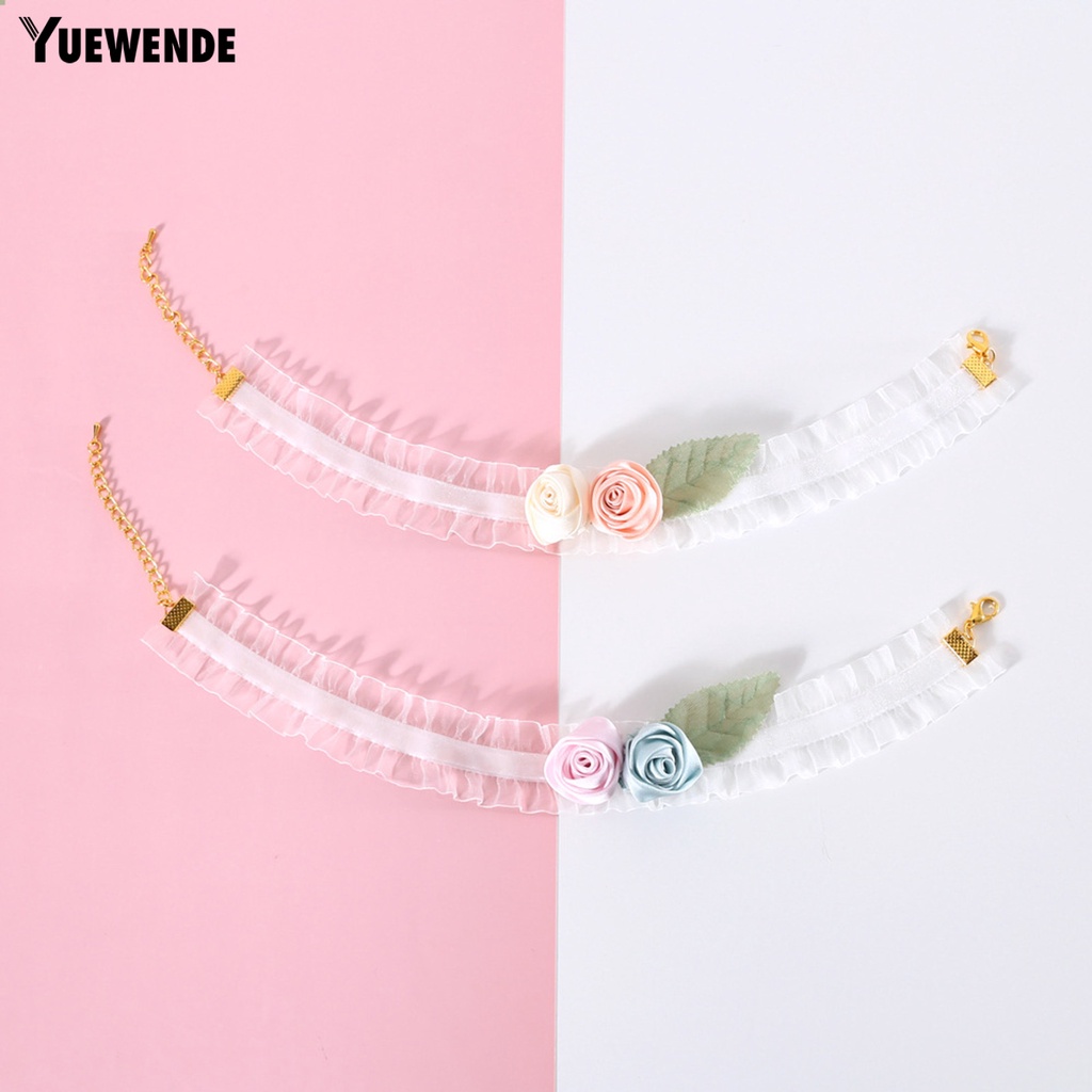 Yq.e Vòng Cổ Thú Cưng Co Giãn Hình Hoa 3D Thân Thiện Với Da Khóa Tôm Hùm Nhiều Màu Sắc Có Thể Điều Chỉnh Trang Trí Với