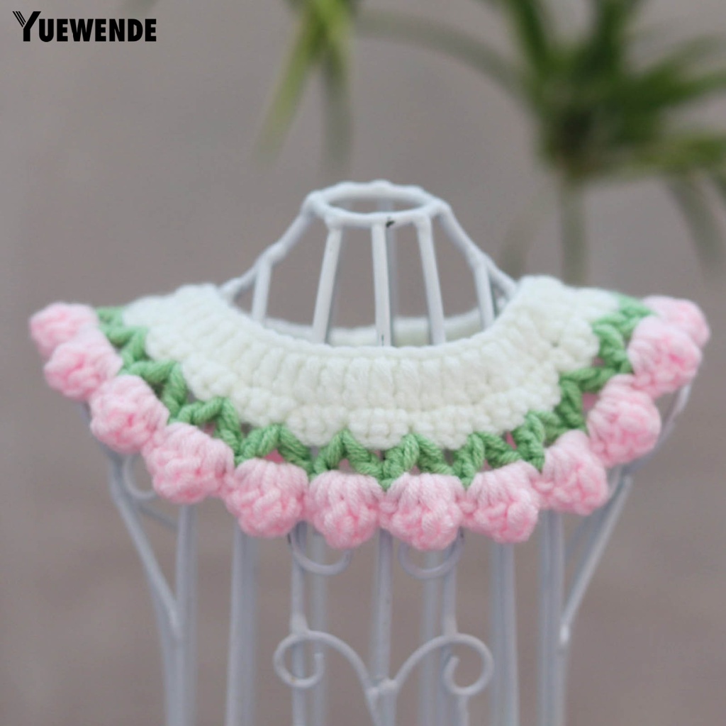Yq.e Vòng Cổ Đan Len Thủ Công Viền Hình Hoa Tulip Thoải Mái Cho Thú Cưng