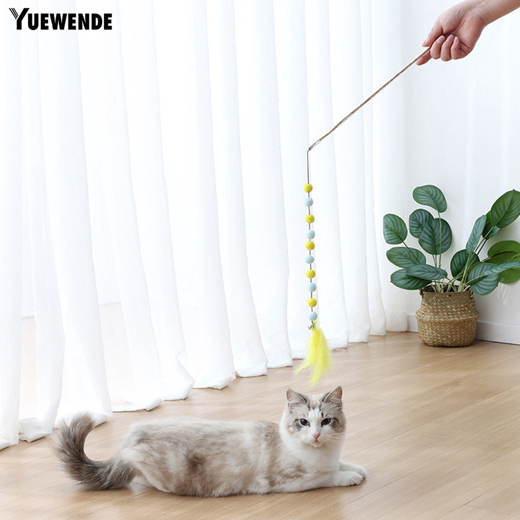Yq.e Gậy Lông Vũ Dài Nhiều Màu Sắc Chống Cắn Thoải Mái Để Trêu Mèo Con Có Chuông Tương Tác Đa Năng Dành Cho Sử Dụng Tại Nhà