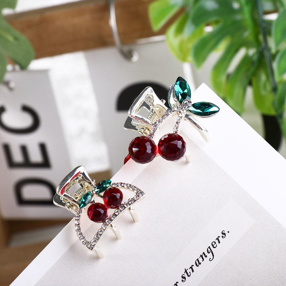 FORBETTER Kẹp Tóc Càng Cua Mini Hình Quả Cherry Màu Đỏ Phong Cách Retro Sáng Tạo Cho Nữ
