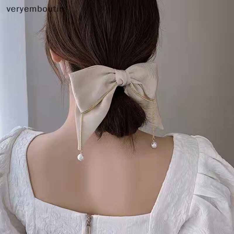 Kẹp Tóc Nơ Đính Ngọc Trai Thời Trang Cho Nữ