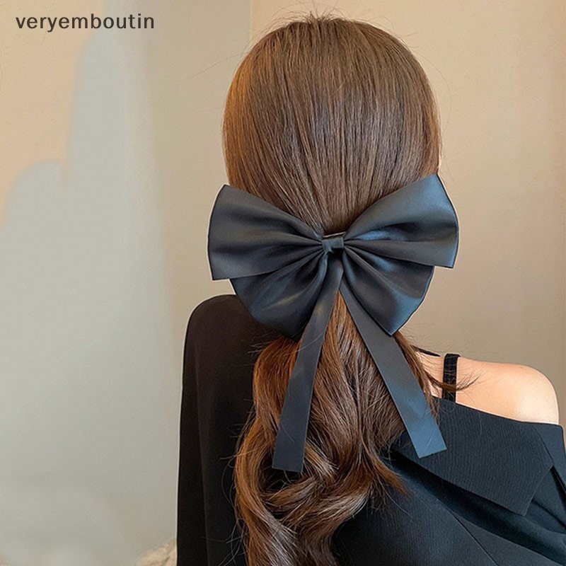 Kẹp Tóc Nơ Lớn Màu Trơn Thời Trang Dành Cho Nữ