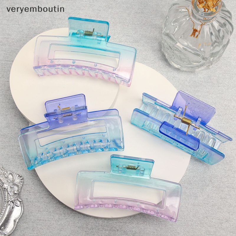 Kẹp Tóc Càng Cua Bằng Nhựa Màu Gradient Trong Suốt Phong Cách Hàn Quốc