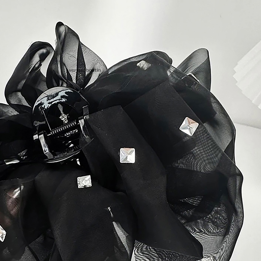 Kẹp Tóc Càng Cua Lớn Bằng Vải Màu Đen Đính Kim Cương Pha Lê Thời Trang Dành Cho Bạn Nữ n