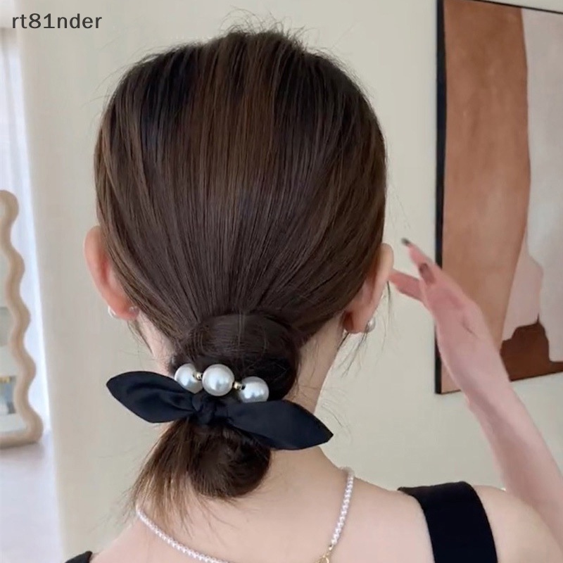 Dây Cột Tóc Cao Su Co Giãn Hình Nơ Đính Ngọc Trai Phong Cách Hàn Quốc Thời Trang Cho Nữ