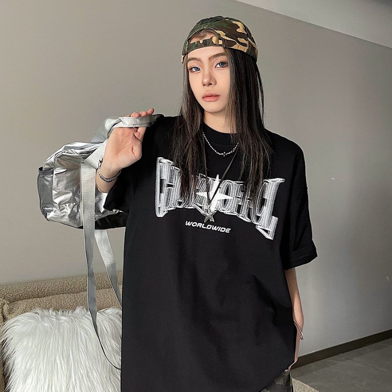 COZOK Áo Thun Ngắn Tay Cổ Tròn In Chữ Phong Cách vintage