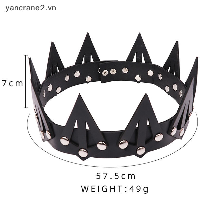 Băng Đô Cài Tóc Hình Vương Miện Bằng Da Màu Đen Phong Cách Gothic Cổ Điển Dịp Halloween yancrane2.vn