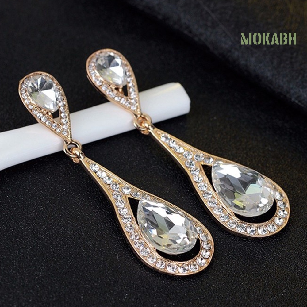 Bông Tai Hình Giọt Nước Đính Đá Giả Thời Trang Dành Cho Nữ