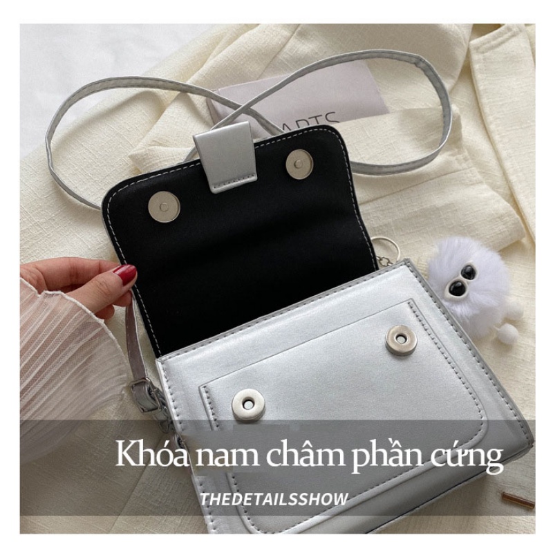 Túi Xách Đeo Chéo Hình Vuông Nhỏ Màu Trơn Mẫu Mới 2023