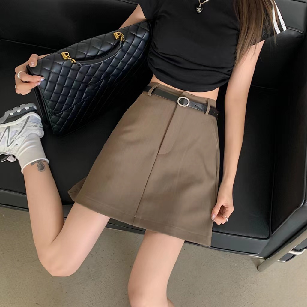 Chân Váy Chữ A Lưng Cao Màu Trơn Thời Trang Mùa Hè Mới