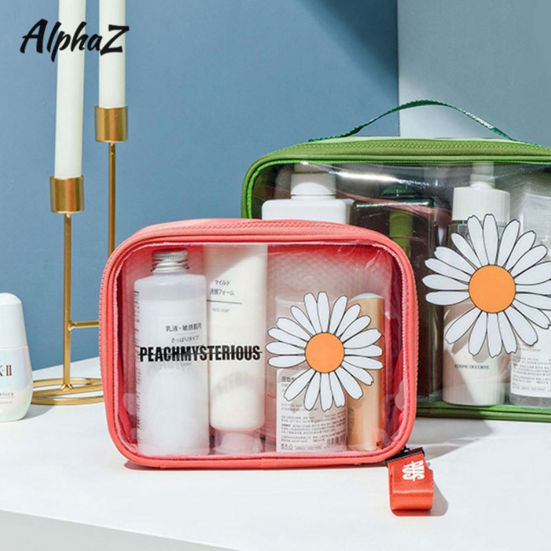 Alphaz Túi Đựng Mỹ Phẩm Bằng pvc Chống Thấm Nước Họa Tiết Hoa Cúc Xinh Xắn