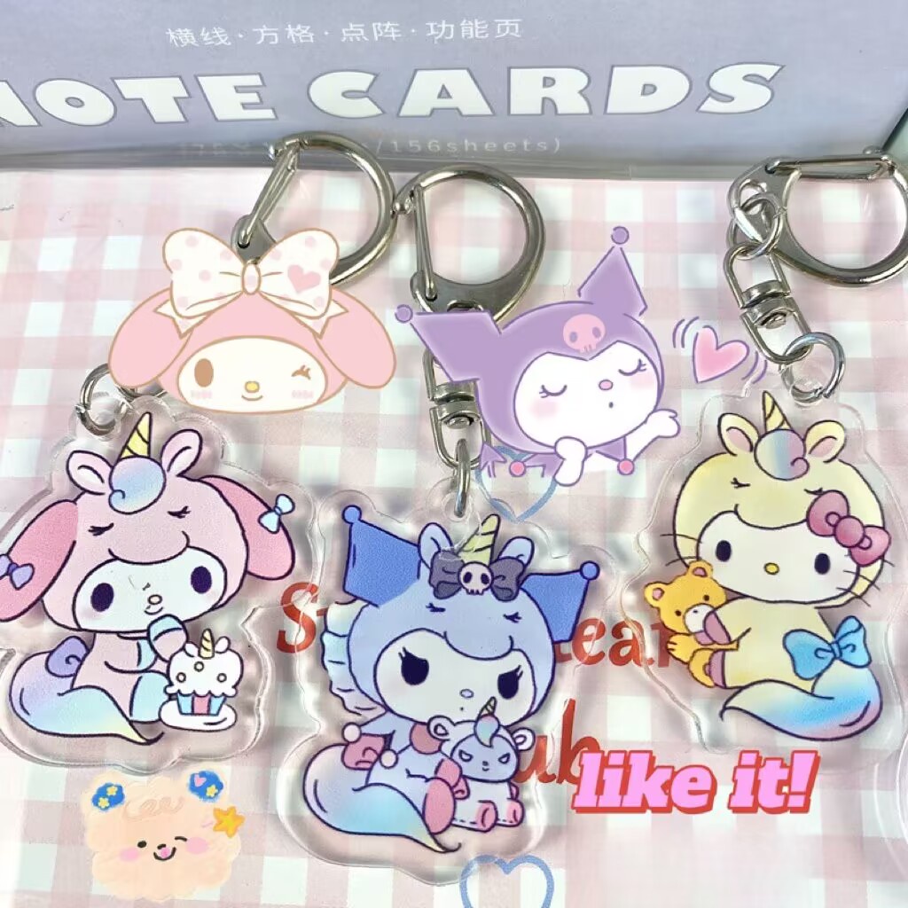 Dễ Thương Móc Khóa Nhựa acrylic Hai Mặt Hình sanrio Đáng Yêu