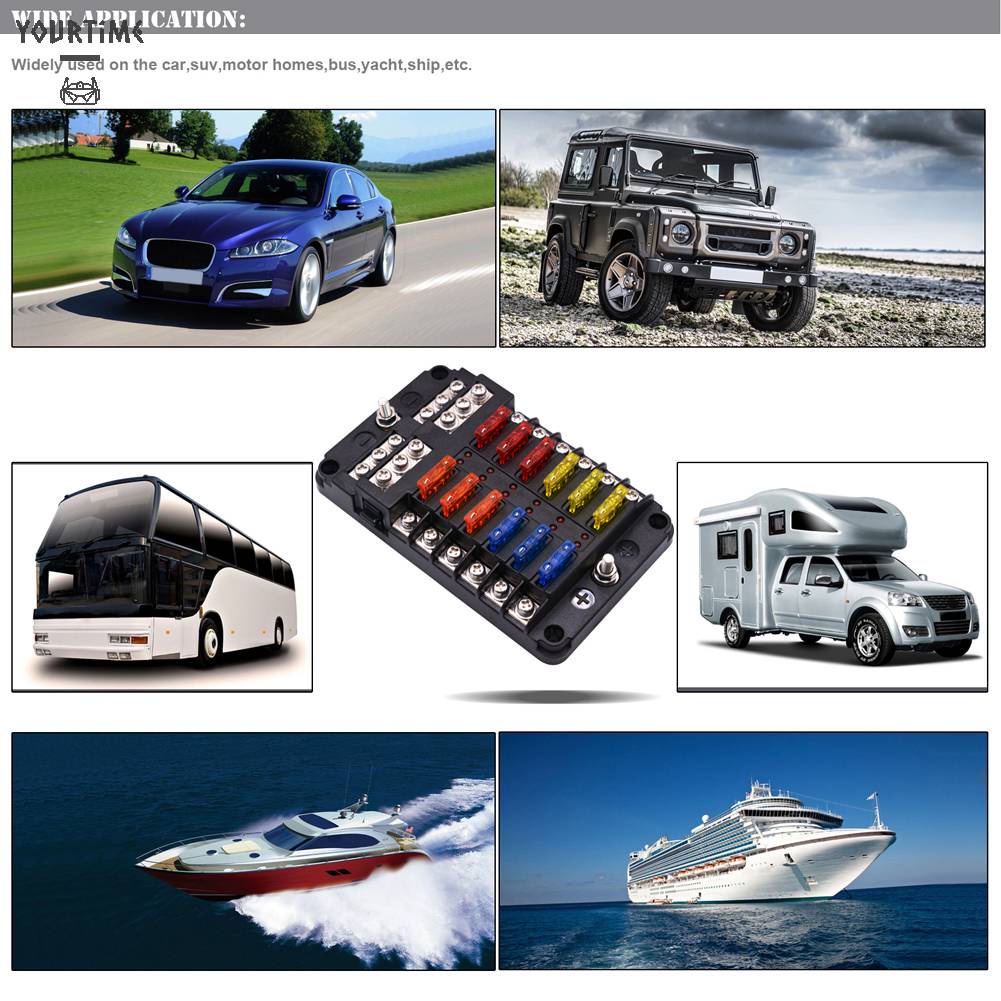 Giá Đỡ Cầu Chì Lưỡi Dao 32V M5 12 Chiều Chống Nước Cho Xe Buýt Tàu Thuyền