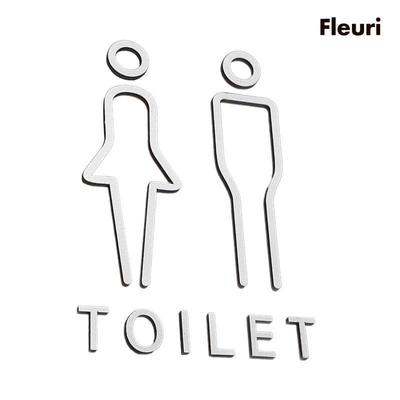 [Fleurir] Set 2 Bảng Hiệu Toilet Phong Cách Bắc Âu Trang Trí Khách Sạn / Phòng Tắm Không Cần Khoan Lỗ