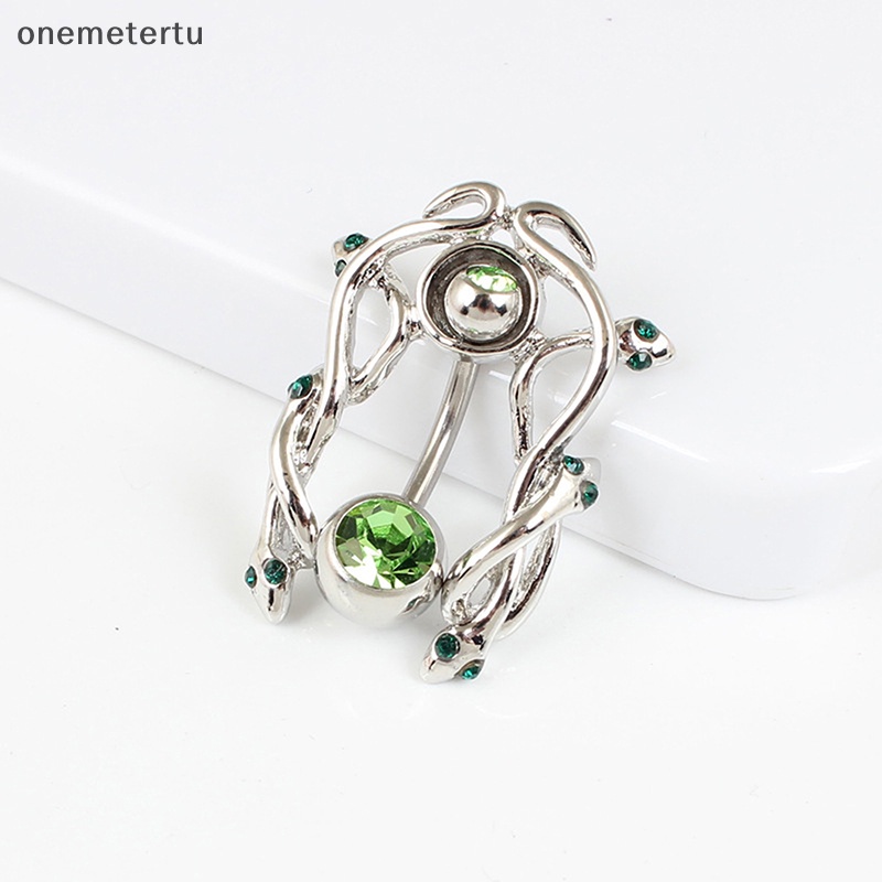 Onemetertu Khuyên Rốn Bằng Thép Không Gỉ Hình Rắn Đính Đá Xanh Lá Sáng Tạo Không Gây Dị Ứng Cho Nữ