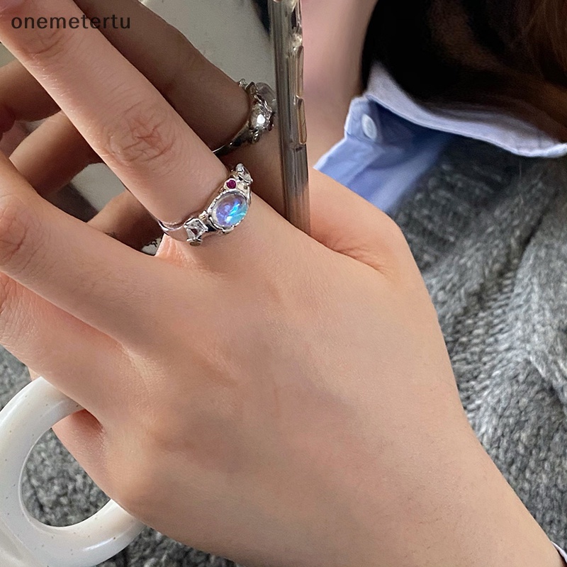 Onemetertu Nhẫn Hở Đính Đá Zircon Hồng Kim Cương Nhân Tạo Thời Trang Cổ Điển Có Thể Điều Chỉnh Làm Quà Tặng Sinh Nhật