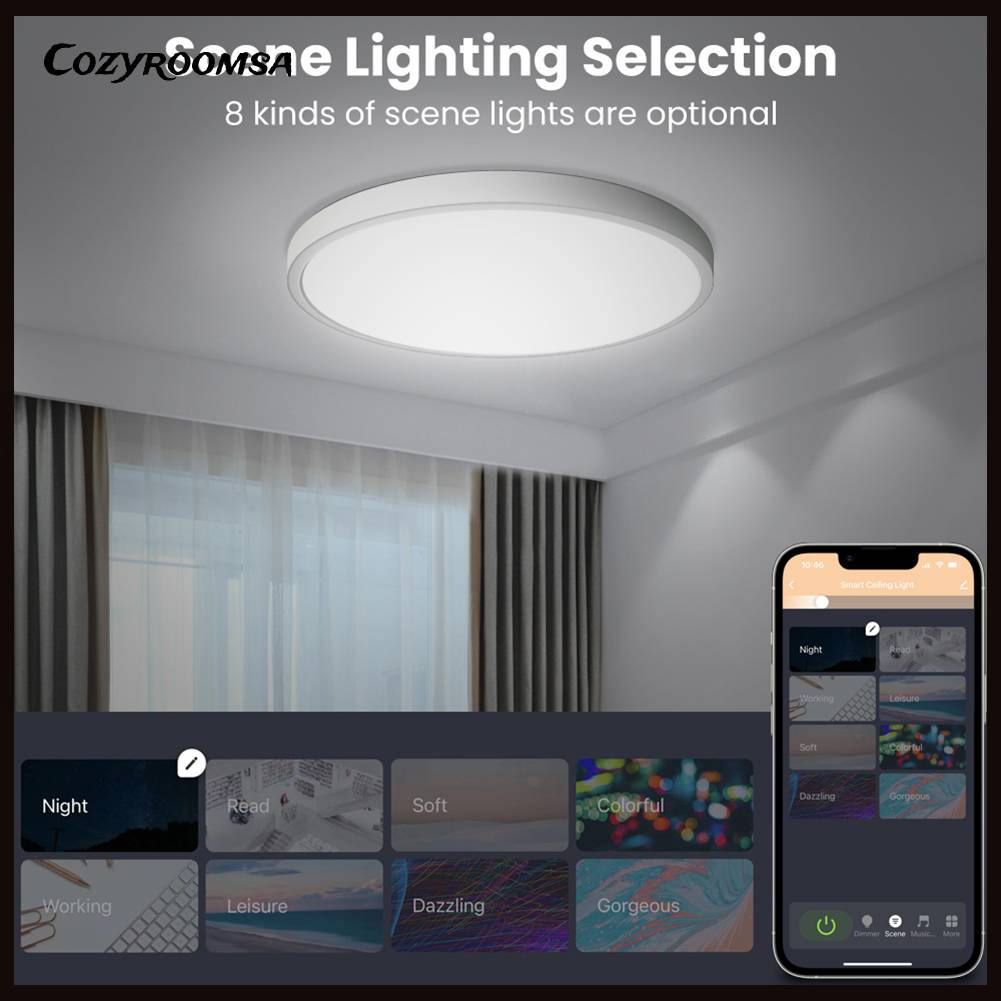 Đèn LED Trần Nhà Thông Minh 2400LM Phát Nhạc Trang Trí Phòng Ăn