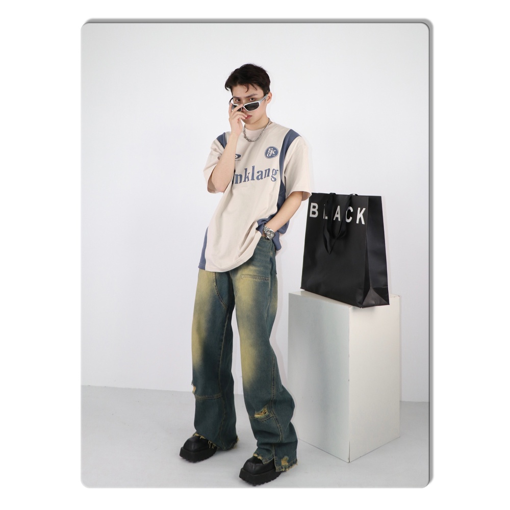 Quần Jeans Dài Rách Gối Thời Trang Dành Cho Nam