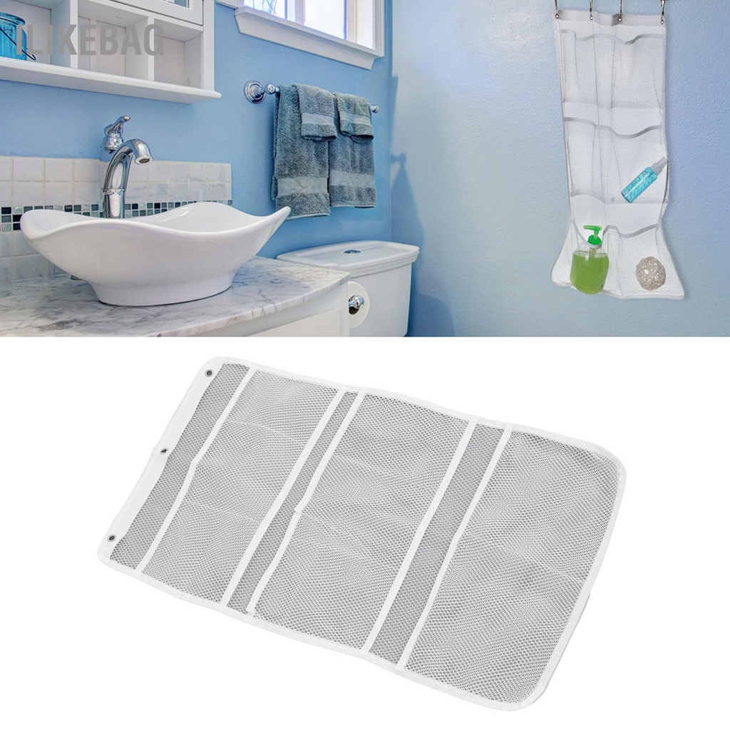 Ilikebag Túi Treo Phòng Tắm 6 Cửa Tổ Chức Lưới Polyester Đựng Đồ