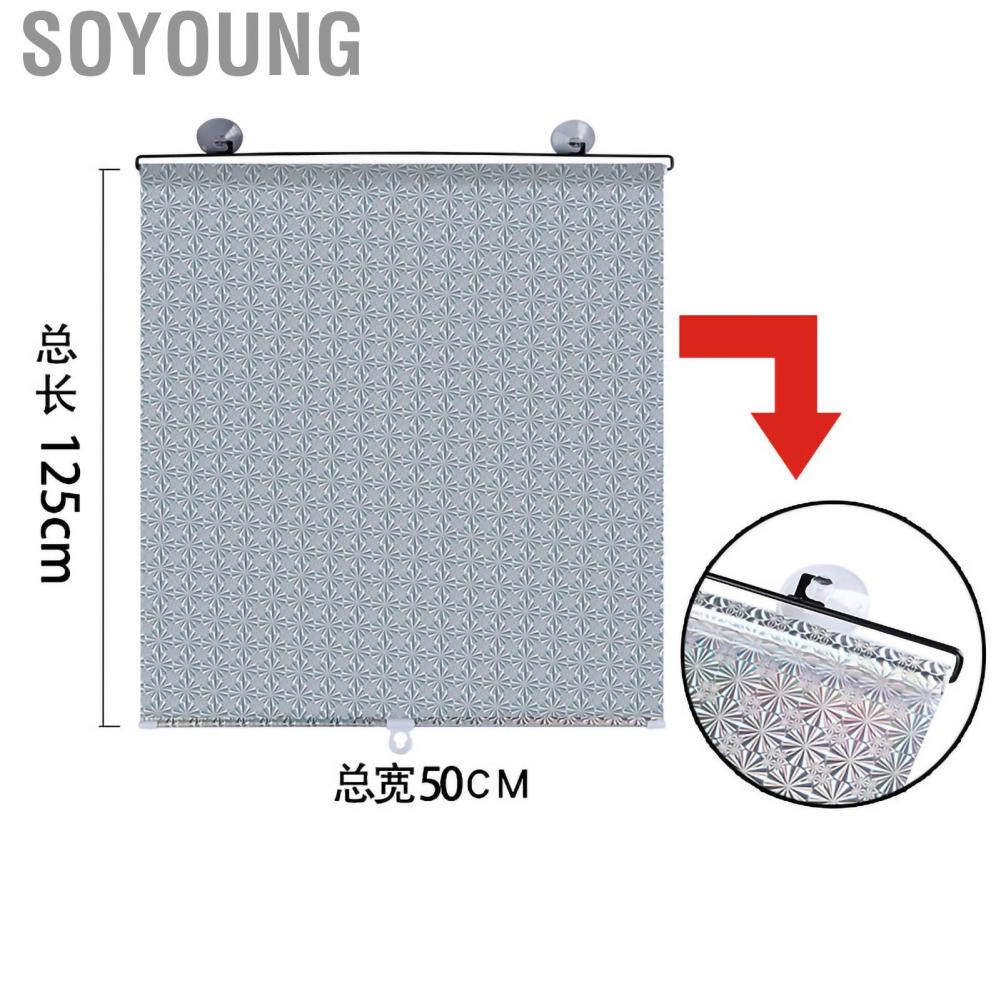 Soyoung Car Front Rear Windshield Sun Visor Curtain Sunshade Heat Insulation Automatic Winding with Sucker